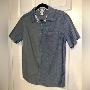 Mossimo Mens  Boys Size XL Button Down Shirt Short Sleeve Shirt Navy/Gray